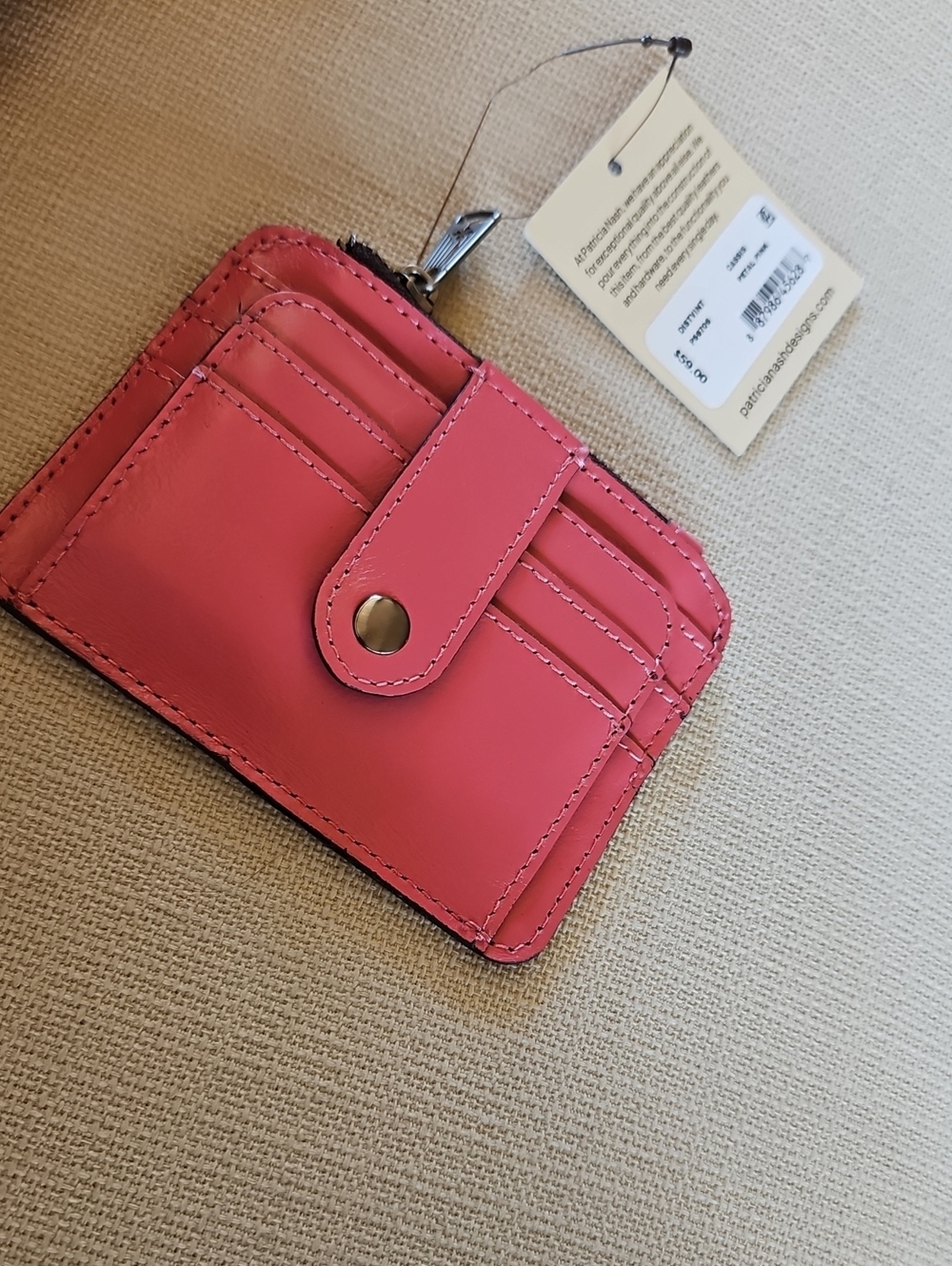 Patricia Nash Petal Pink Cassis Leather Card Wallet - Picture 7 of 7